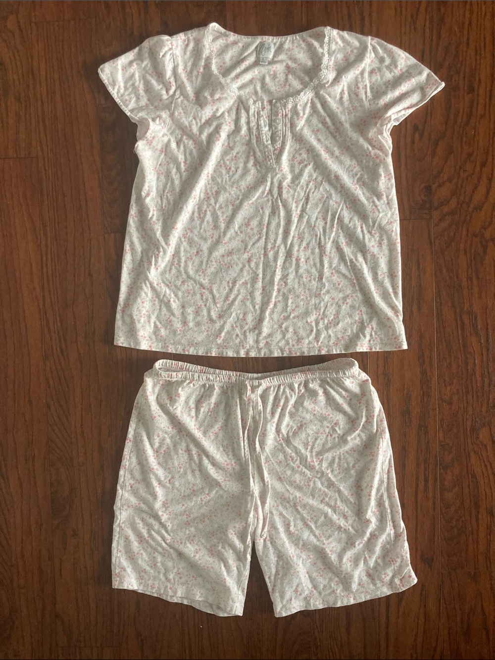 Aria Pink and White Floral Short Sleeve Pajama Set
